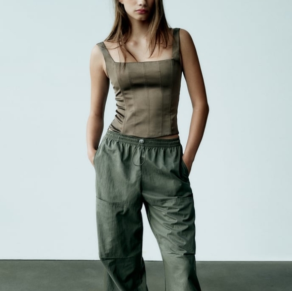 Zara Tops - Zara Olive Green Crop Top